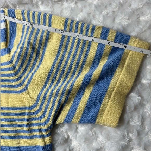 Christopher & Banks Women’s Blue & Yellow Striped Short Sleeve Top - Picture 7 of 11